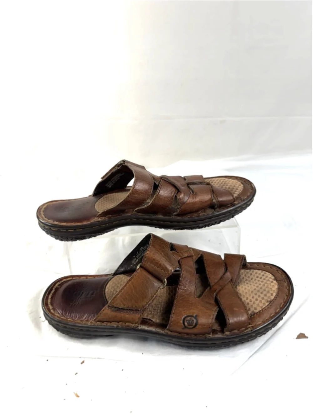 Born Women's Brown Leather Open-Toe Slide Sz 7M
